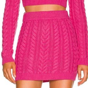Lovers + Friends Fuchsia Cable Knit Mini Skirt
